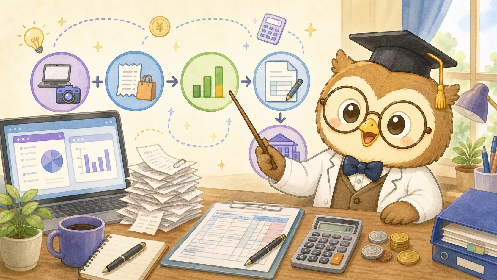 副業の税金について解説するイラスト